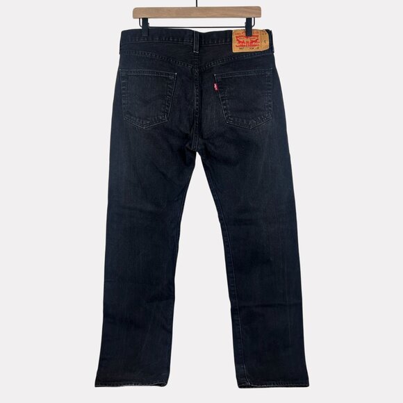 Levi's 501 Original Straight Button Fly Jeans Mens 34x32 Black Five Pocket Cotto - Picture 2 of 8